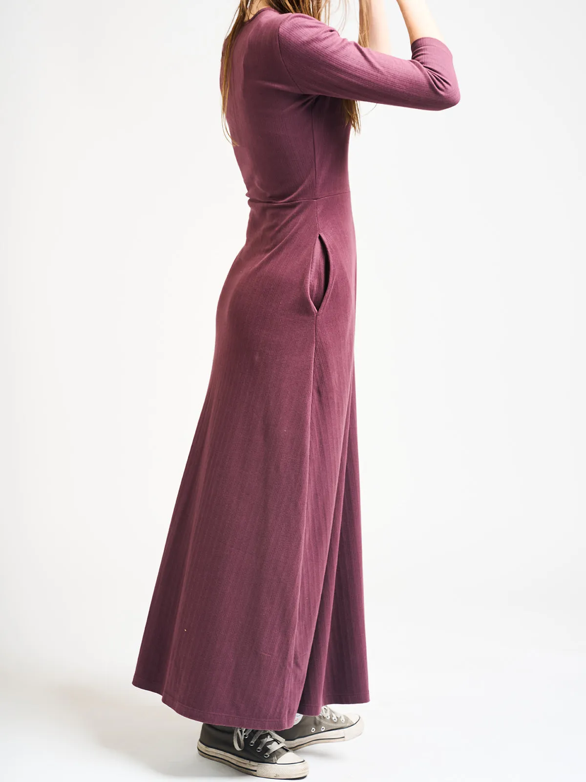 Mumbai Maxi Dress - Eggplant Rib Knit