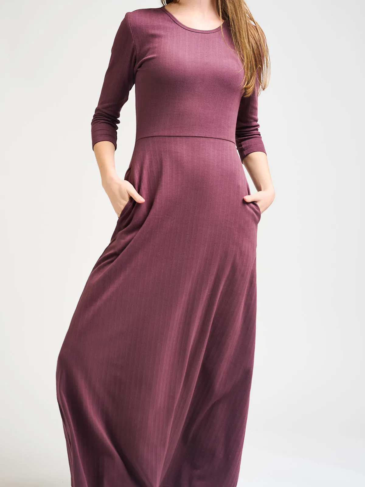 Mumbai Maxi Dress - Eggplant Rib Knit