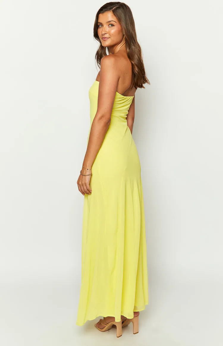 Myka Yellow Strapless Maxi Dress