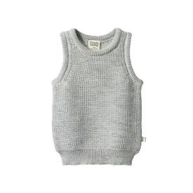 Nature Baby Merino Chunky Knit Vest - Light Grey Marle