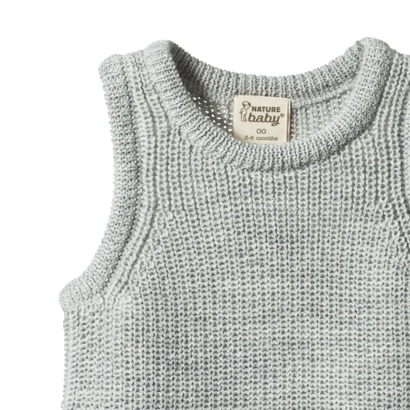 Nature Baby Merino Chunky Knit Vest - Light Grey Marle