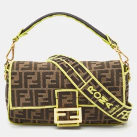 Neon Green/Tobacco Zucca Canvas 1974 Roma Amor Baguette Bag