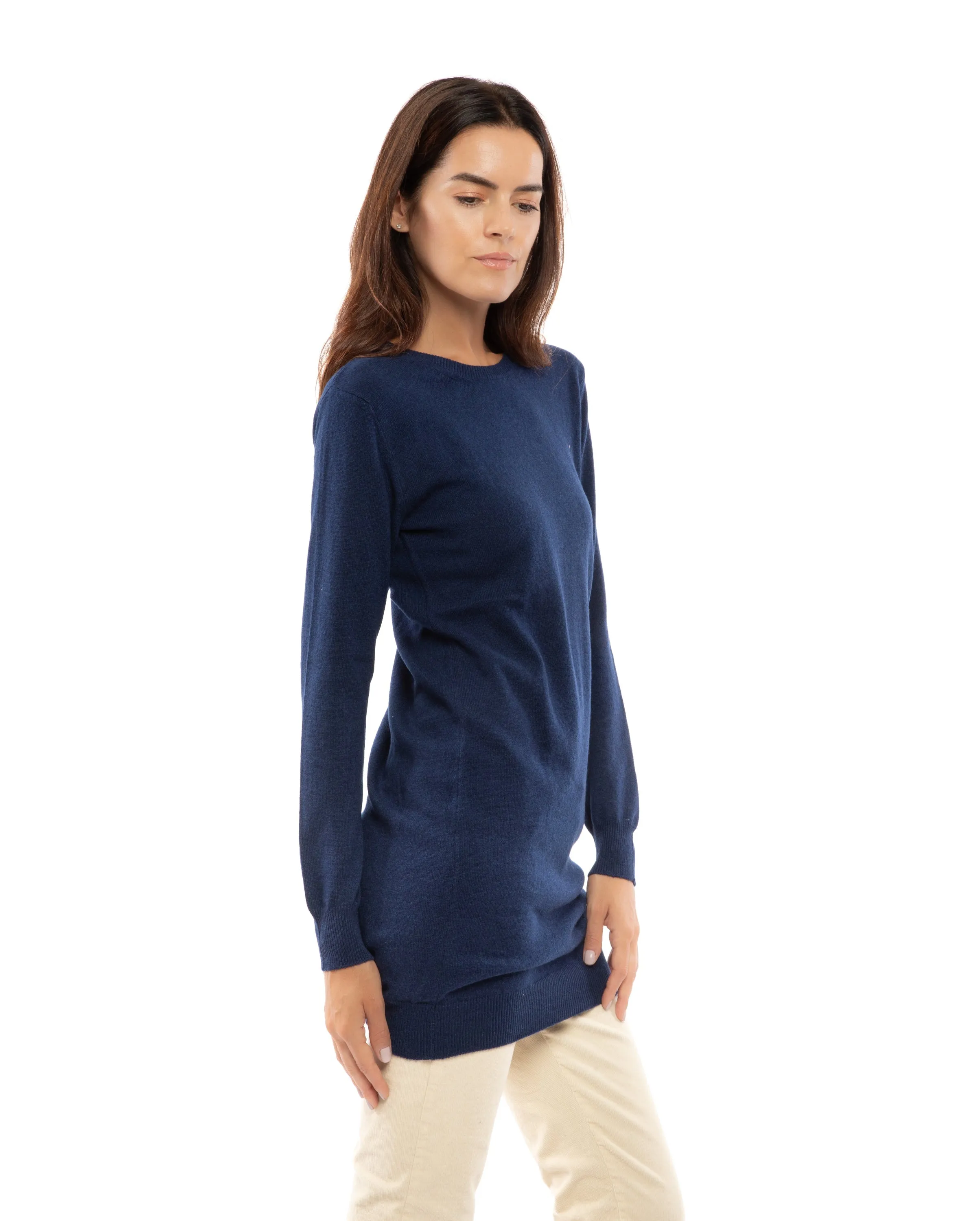 NEW FALL 24 - Cashmere Crew Neck Dress Light Gray