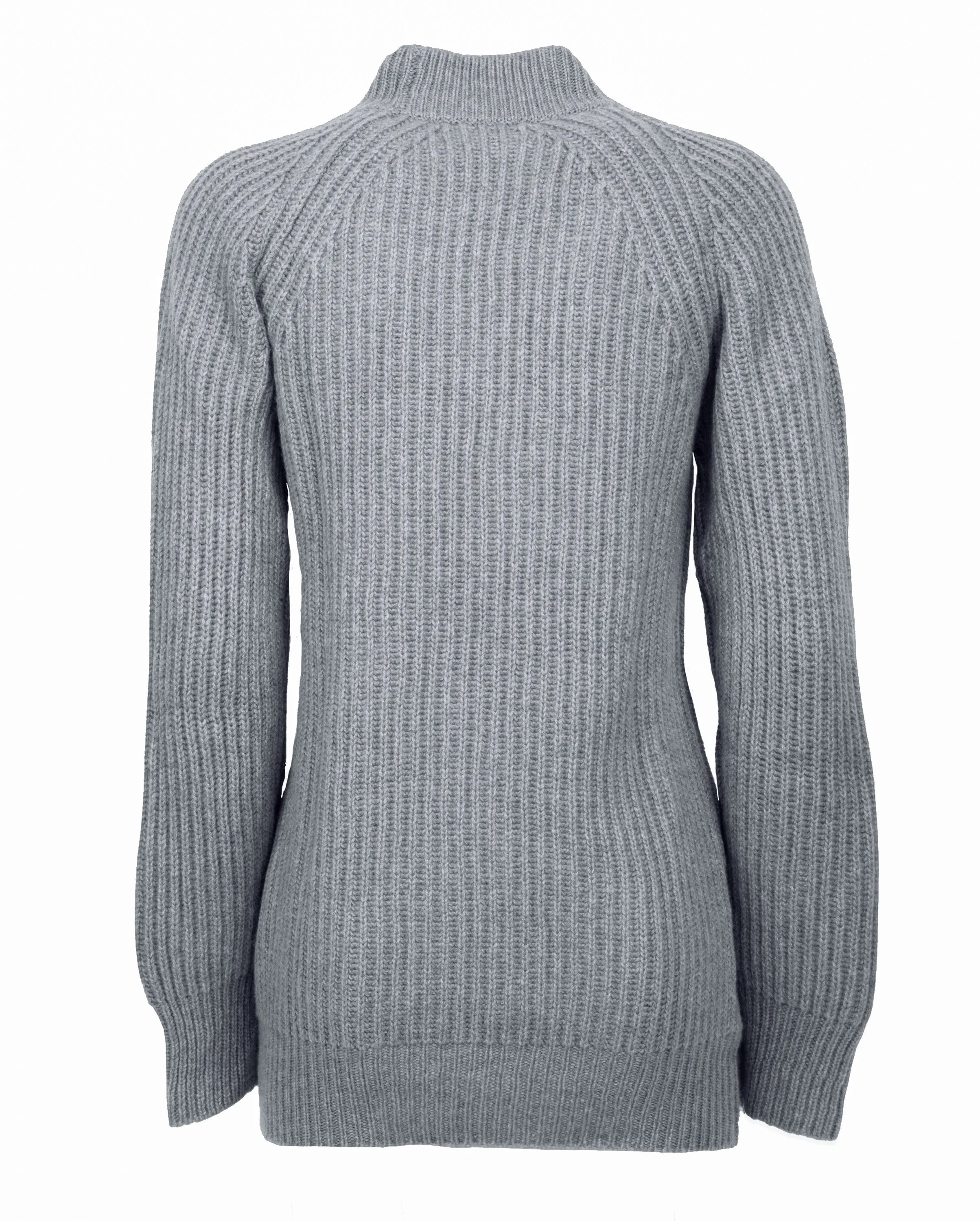 NEW FALL 24 - Women's Pure Cashmere Chunky Crew Neck Melange Gray