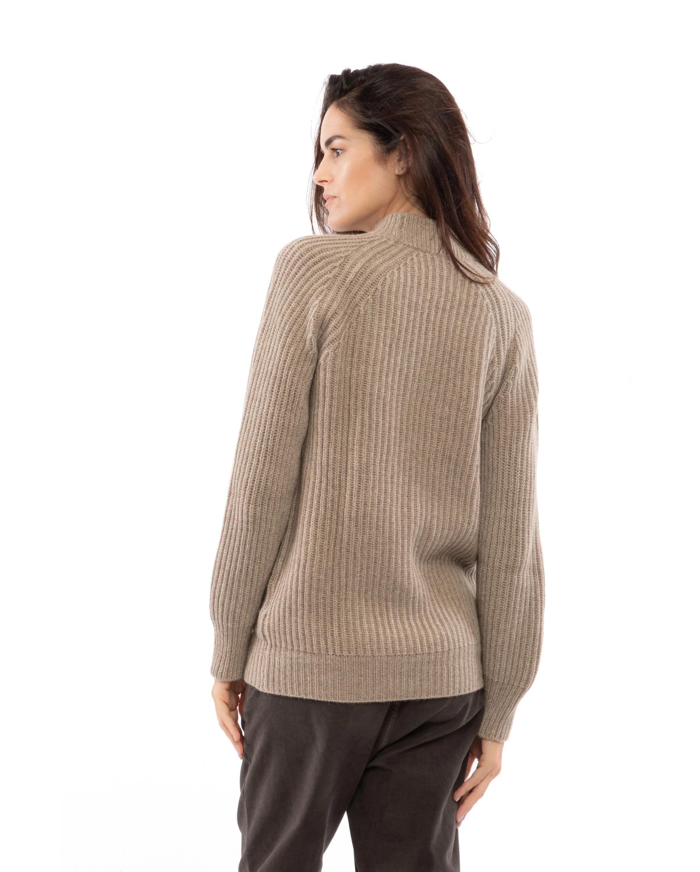 NEW FALL 24 - Women's Pure Cashmere Chunky Crew Neck Melange Gray