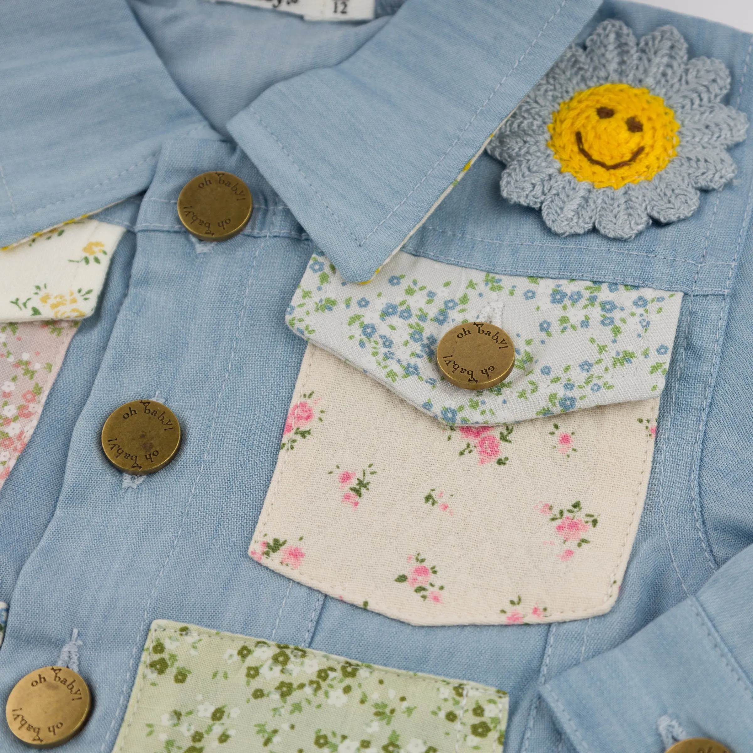 oh baby! Dylan Lyocell Denim Jacket - Flower Field - Light Wash