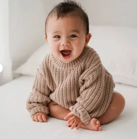 OLIVE & CRADLE - Baby Sweater Chunky Braided knit Cotton oversize style