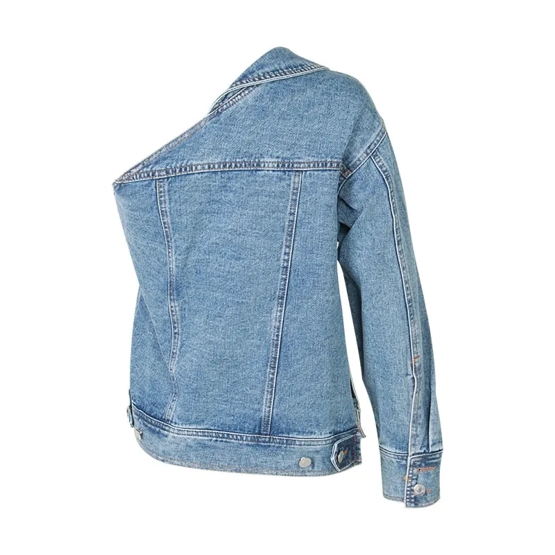 One Shoulder Denim Jacket