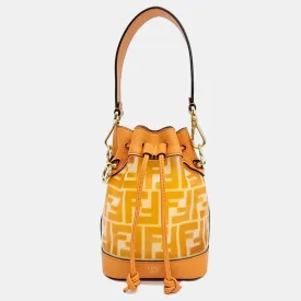 Orange Leather Mon Treso Bucket Bag