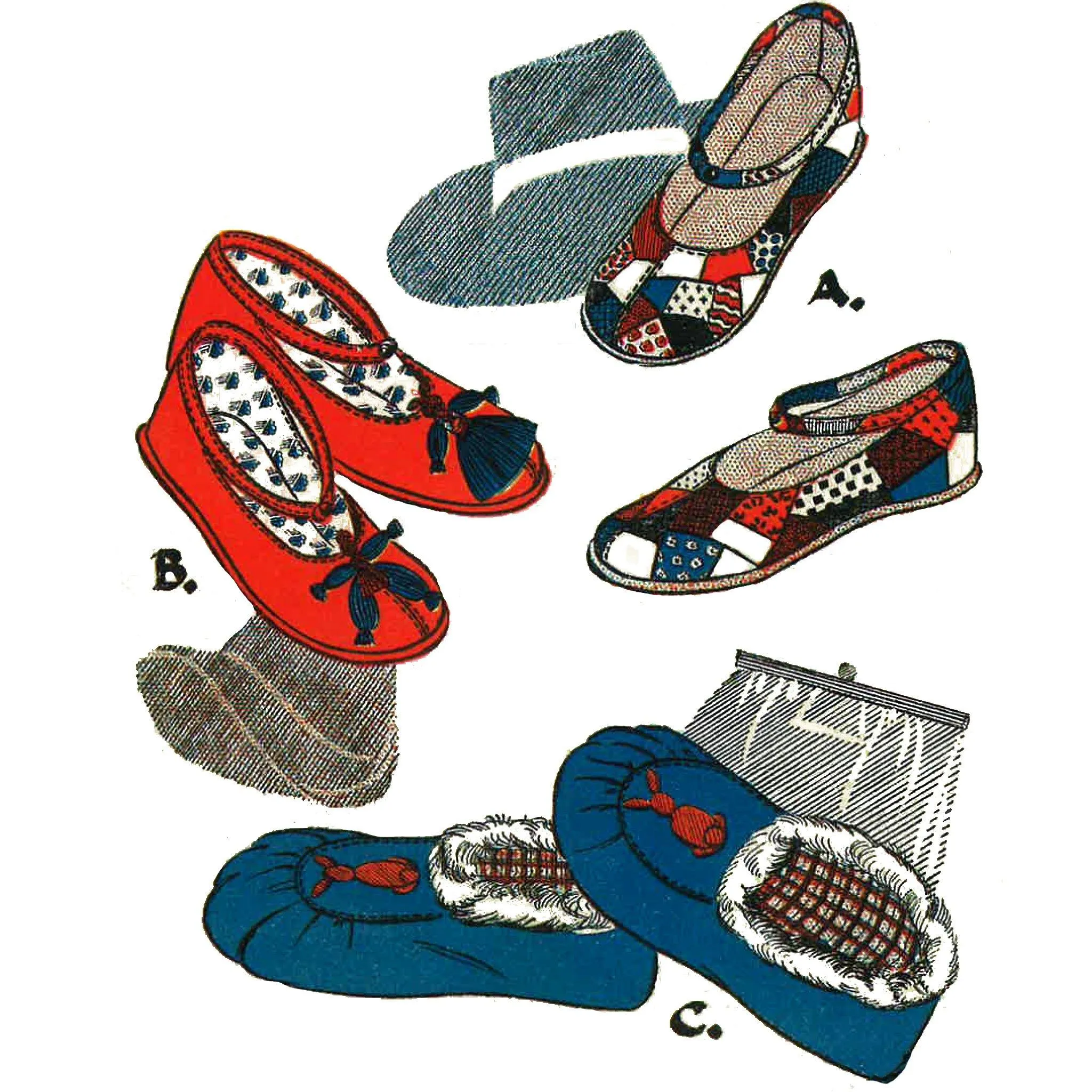 PDF - Vintage 1940s Pattern, Child's  Slippers, Make-Do-&-Mend -  Foot 11 - Instantly Print at Home