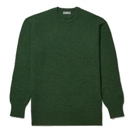 Plain Cashmere Seed Stitch Crew Neck Jumper in Serpentine