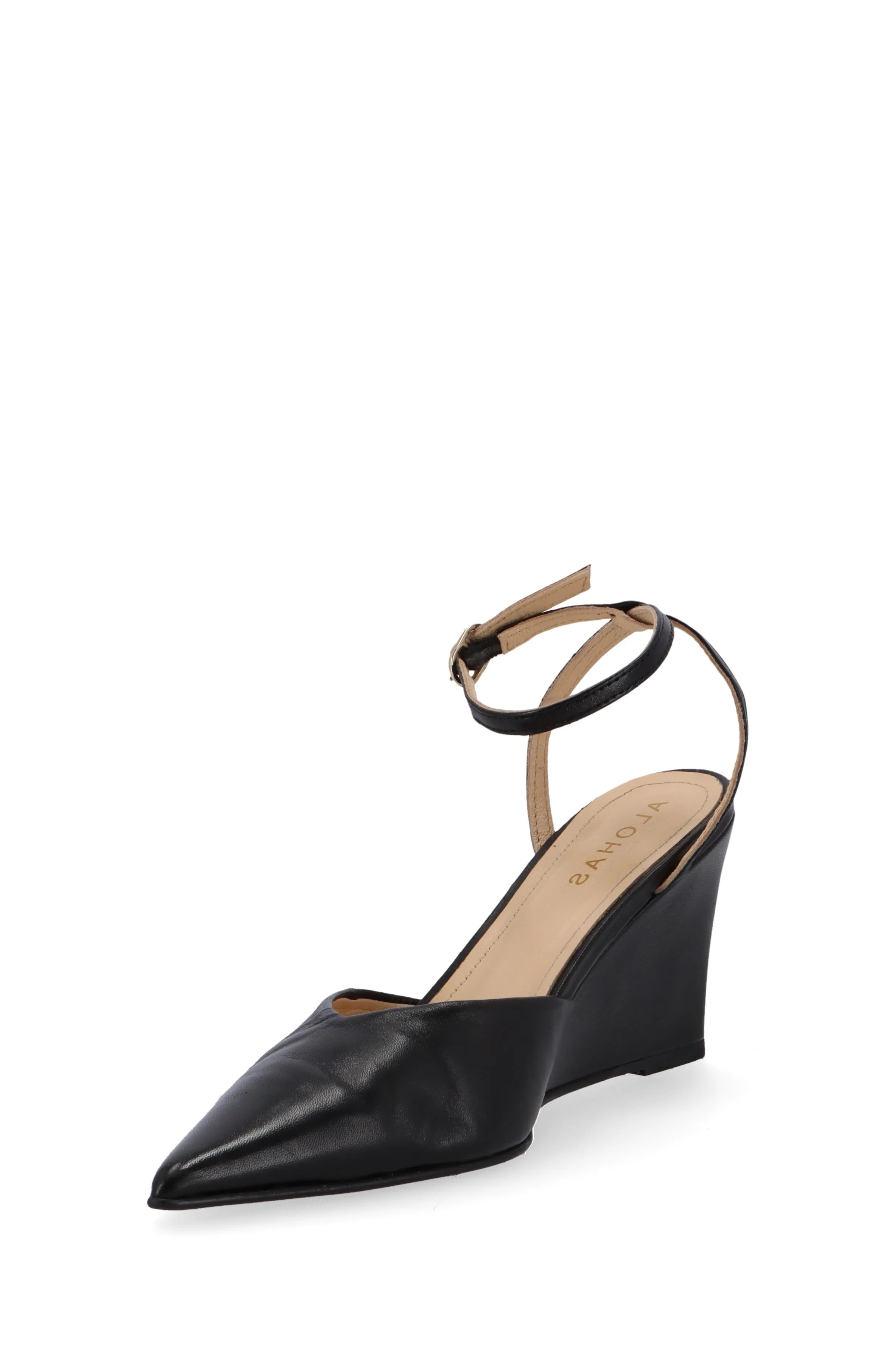 Polly Black Leather Pumps