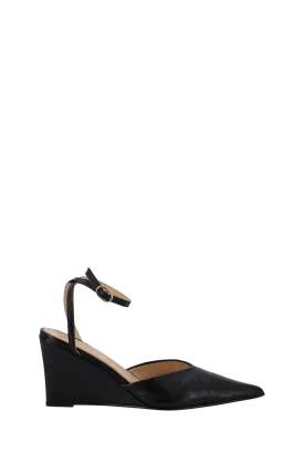 Polly Black Leather Pumps