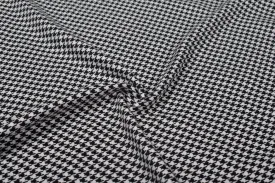 Precut of 1 Meter White & Black Tweed Wool Houndstooth Fabric