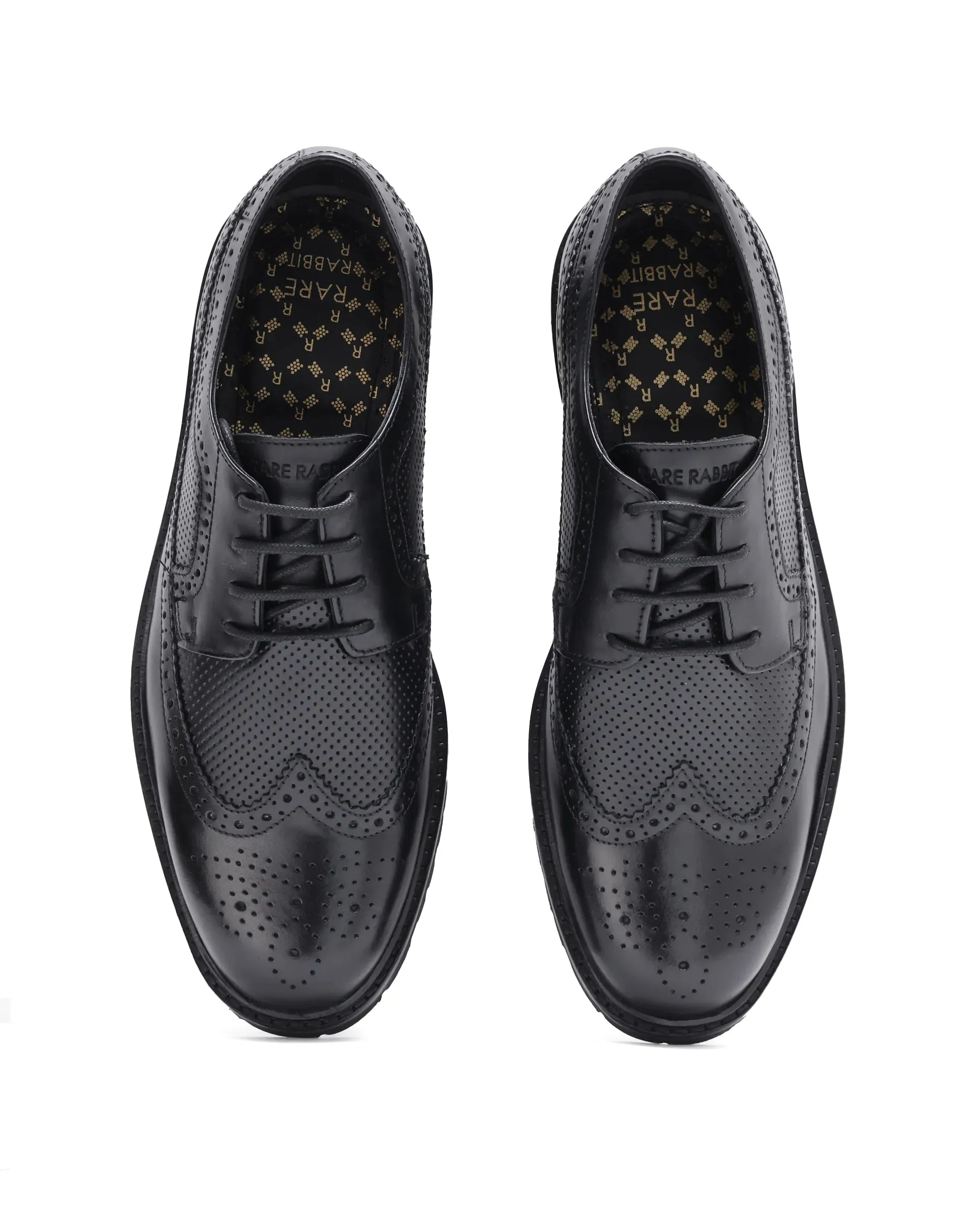 Rare Rabbit Men's Brox Black Plain Shoes