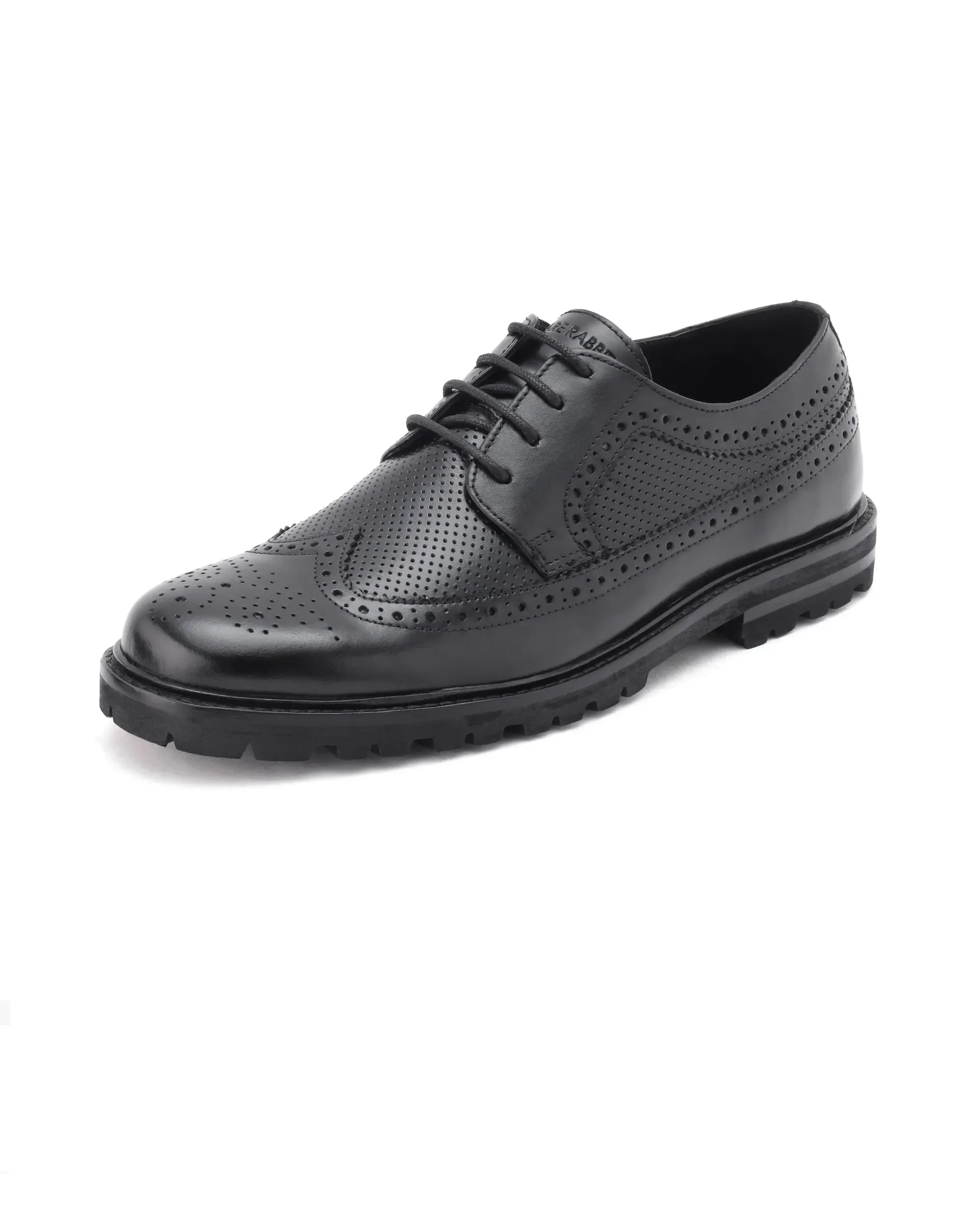 Rare Rabbit Men's Brox Black Plain Shoes