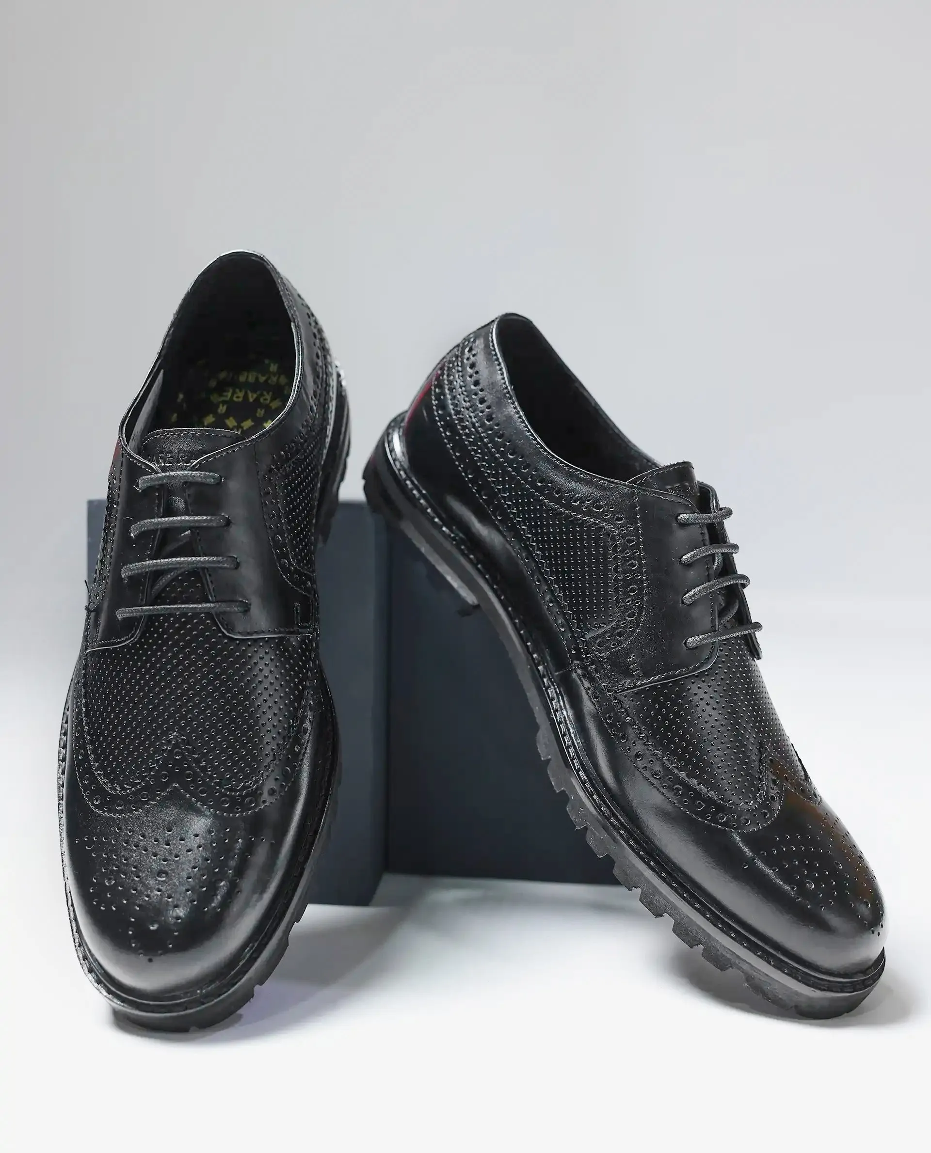 Rare Rabbit Men's Brox Black Plain Shoes