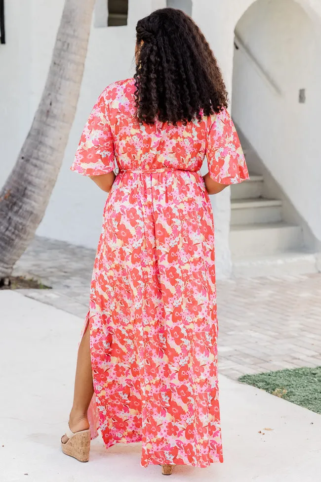 Ready For You Maxi Dress in Watercolor Red Floral Print FINAL SALE