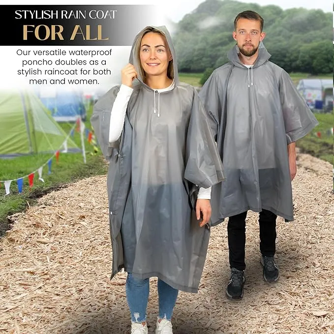 REDSTAR 2 Pack of Rain Poncho Waterproof Adult Raincoats - Waterproof Rain Coats for Men or Ladies Raincoat - Reusable Waterproof Poncho Festival Accessories - Waterproof Ponchos Adults Rain Coat