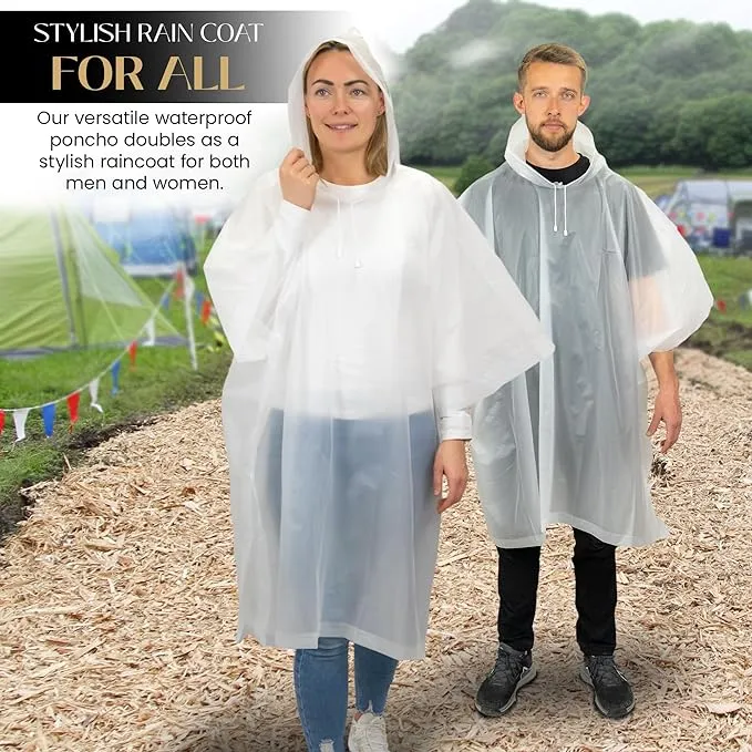 REDSTAR 2 Pack of Rain Poncho Waterproof Adult Raincoats - Waterproof Rain Coats for Men or Ladies Raincoat - Reusable Waterproof Poncho Festival Accessories - Waterproof Ponchos Adults Rain Coat