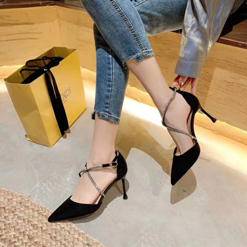 Rhinestone Cross strap High Heels