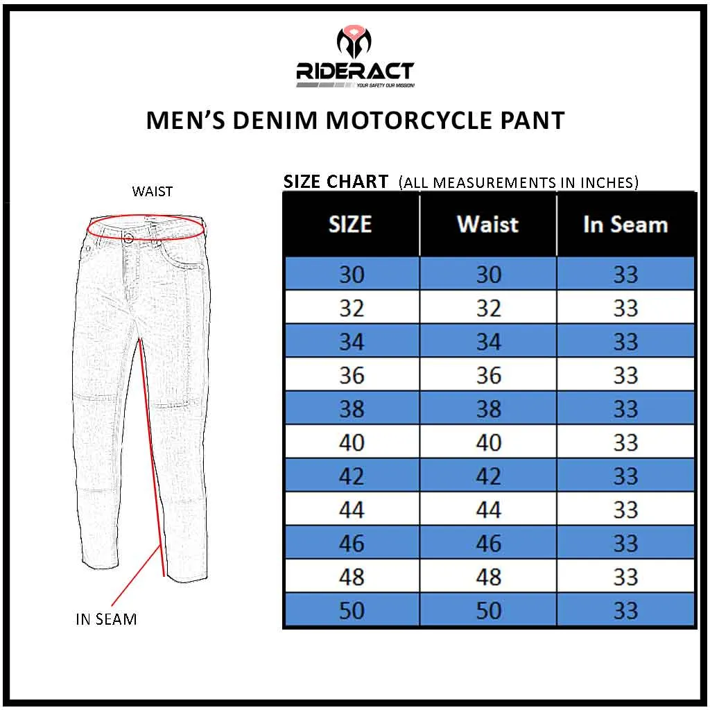 RIDERACT® Men's Motorcycle Jeans Grey Reinforced with Aramid Fiber