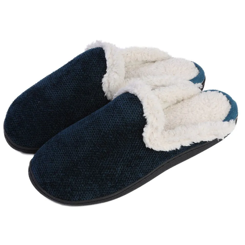 Roxoni Women's Memory Foam House Fleece Trim Knit Sweater Slipper