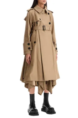 Sacai In Pelle  Gabardine Trench