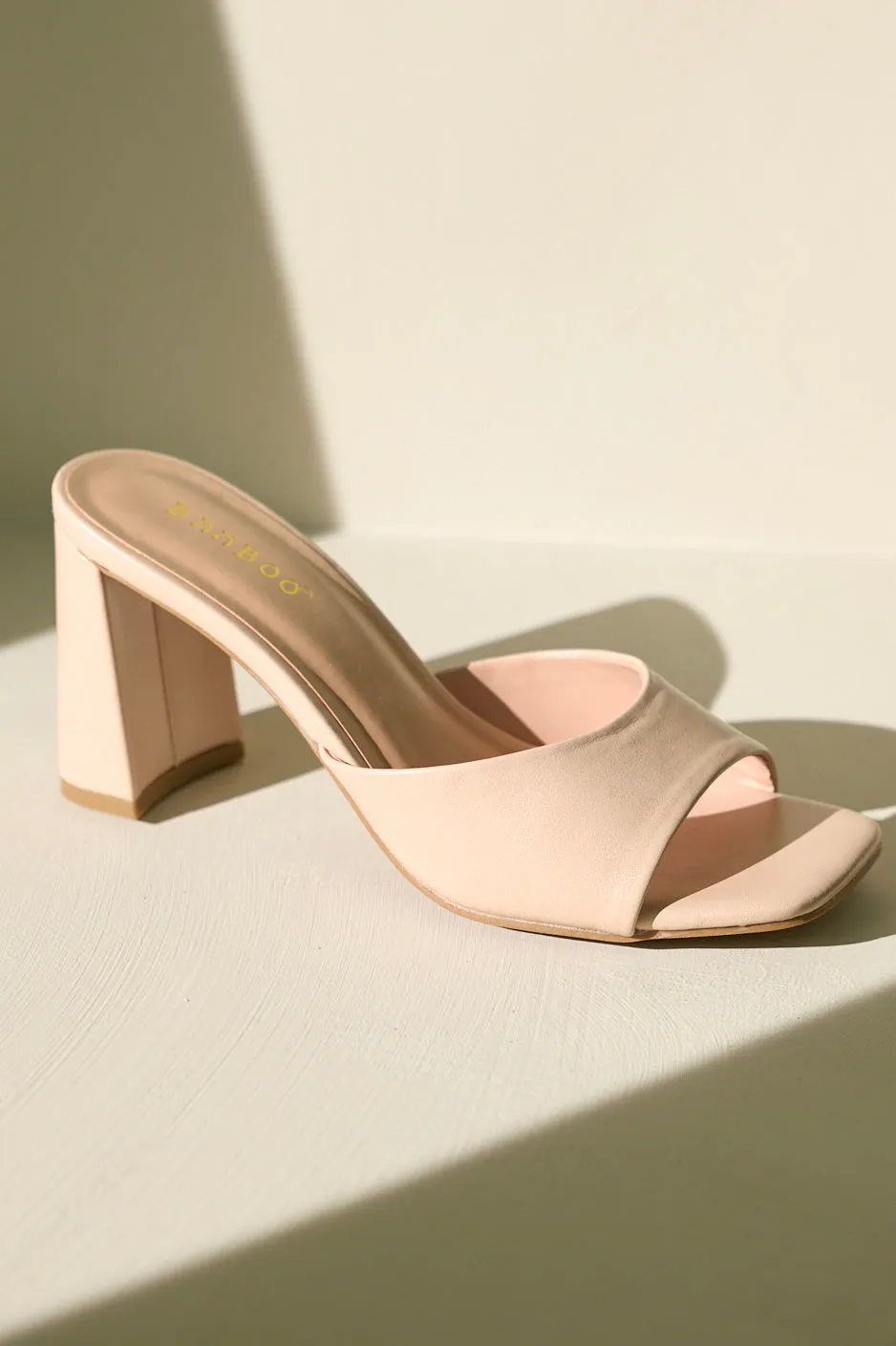 Serene Dune Beige Matte Block Heels