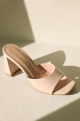 Serene Dune Beige Matte Block Heels