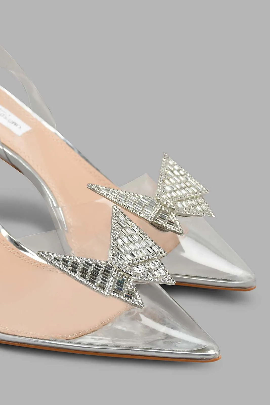 Silver And Clear Slingback With Diamante