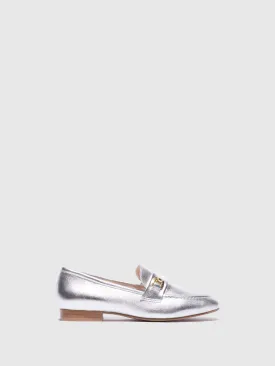 Silver Metallic Detail Loafers