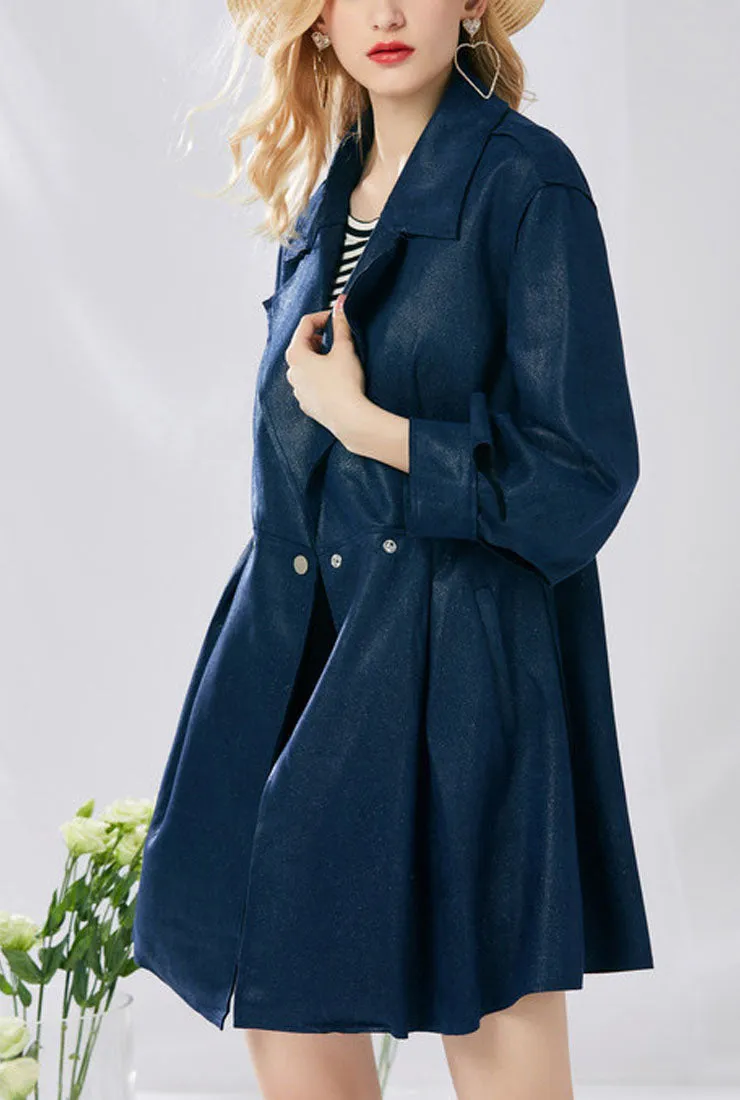 Slim-Fit Sleek Cinched Waist Lapel Collar Overcoat