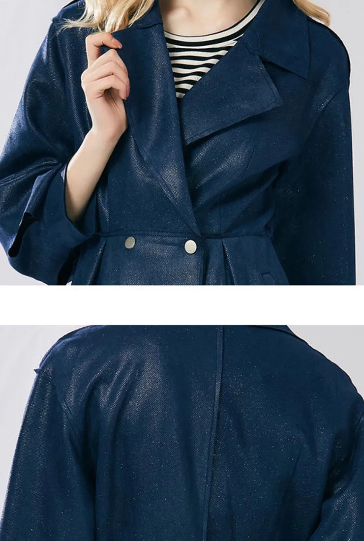 Slim-Fit Sleek Cinched Waist Lapel Collar Overcoat