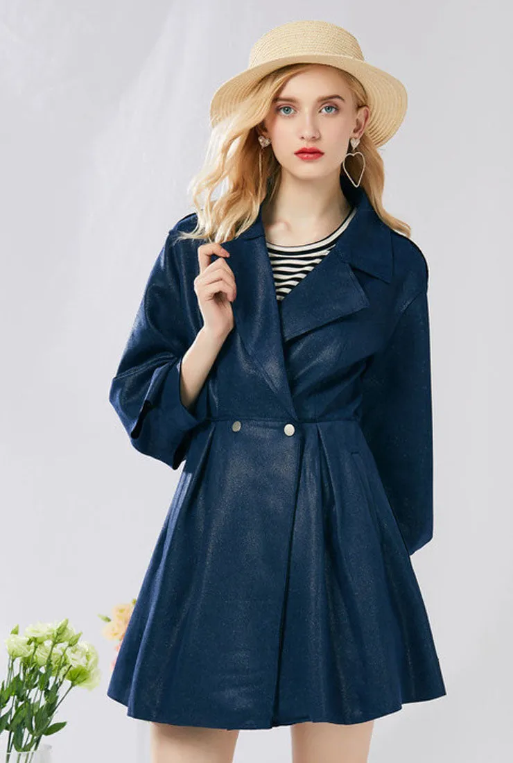 Slim-Fit Sleek Cinched Waist Lapel Collar Overcoat