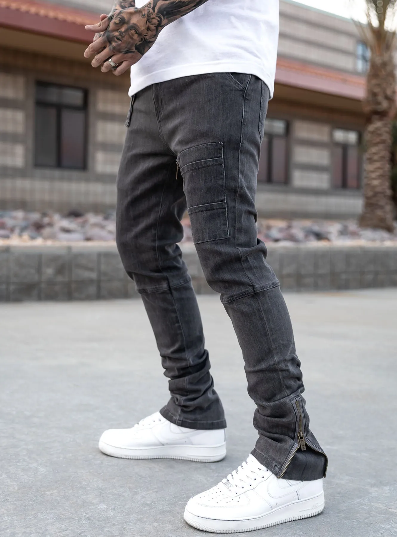 Stacked Track Jeans V3 in Grey