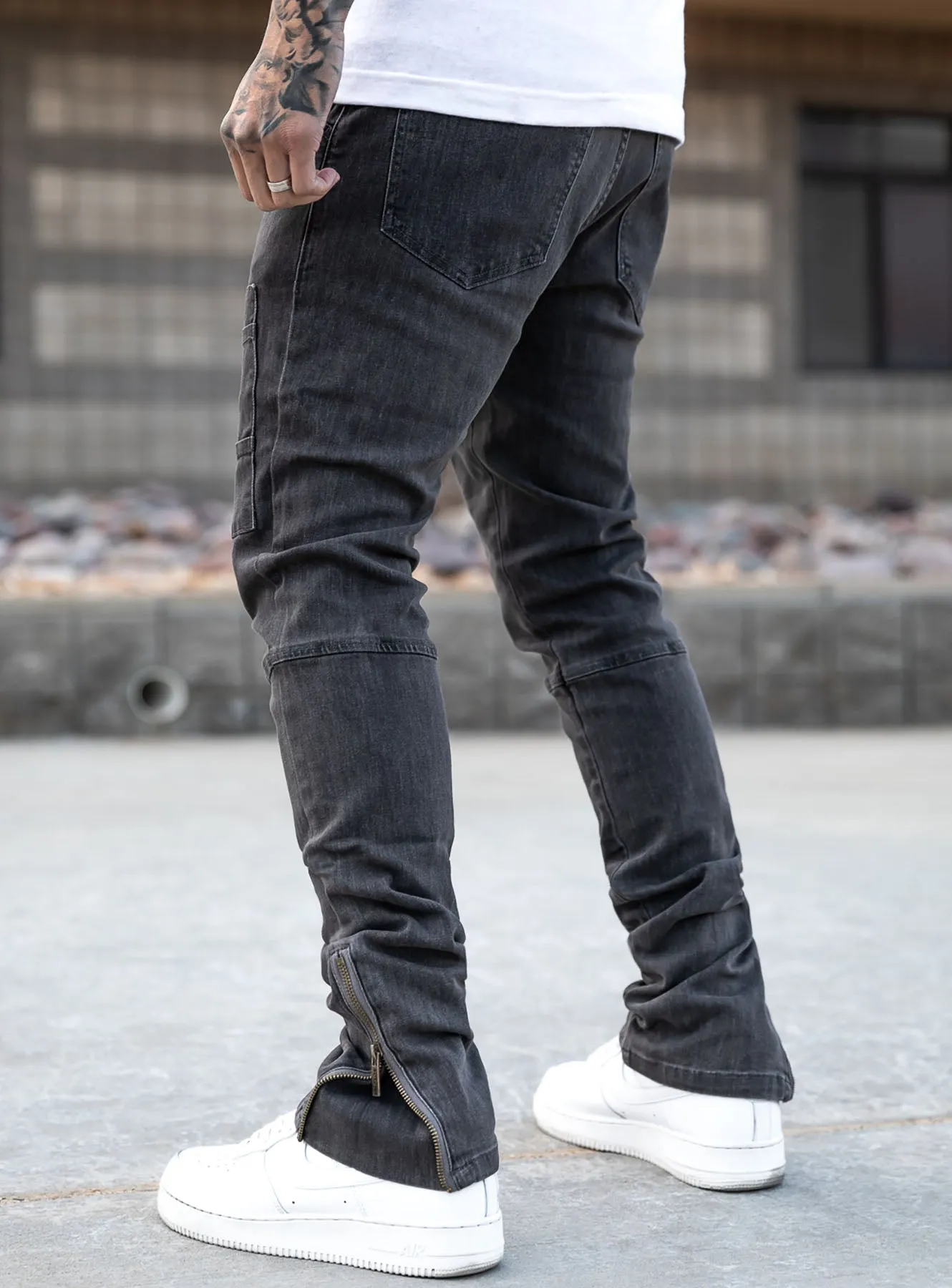 Stacked Track Jeans V3 in Grey