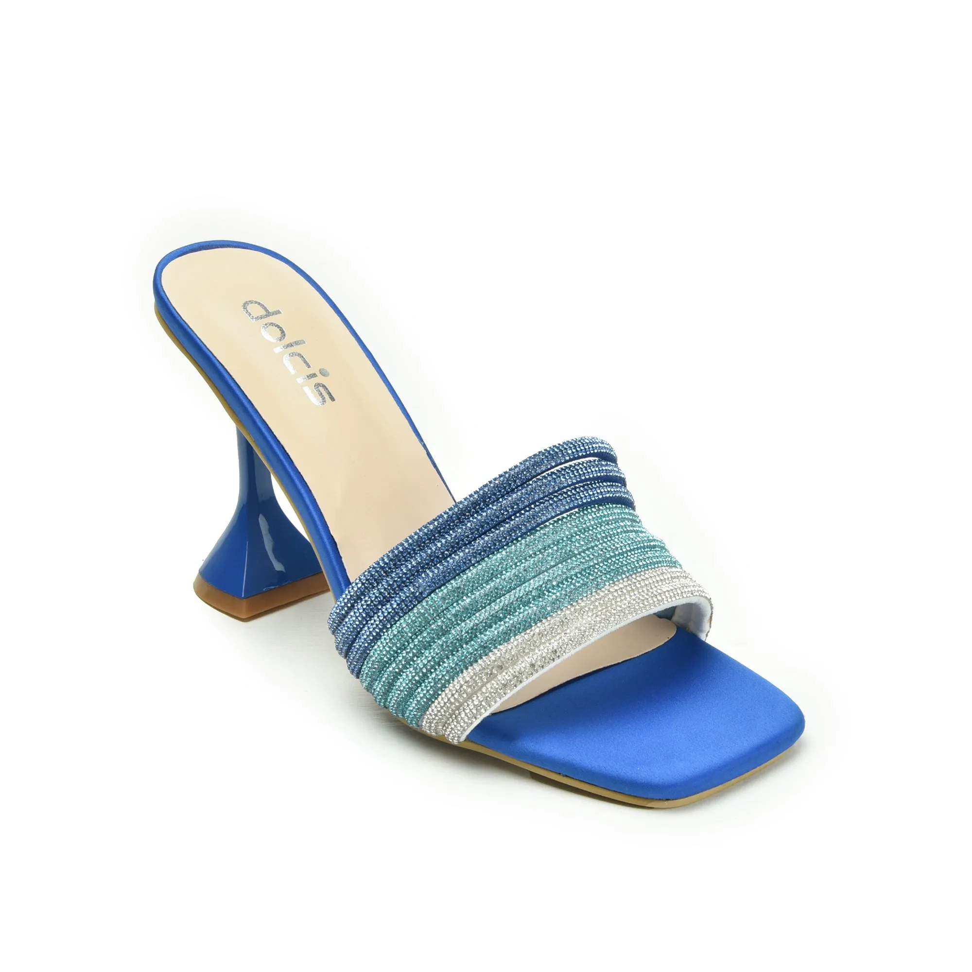 Stylish Blue Beaded High Heels | 598K-Q