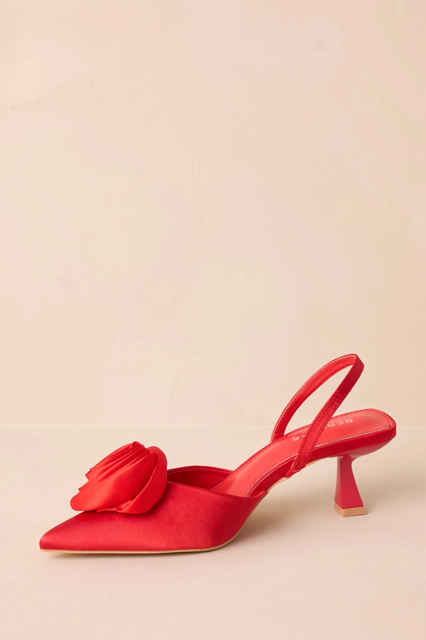 The Beats Of My Heart Red Slingback Kitten Heels