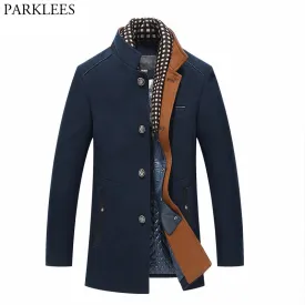 Thicker Mens Trench Coats Winter Long Wool Trench Coat Men Slim Fit Casual Jackets Peacoat Double Collar Woolen Overcoat