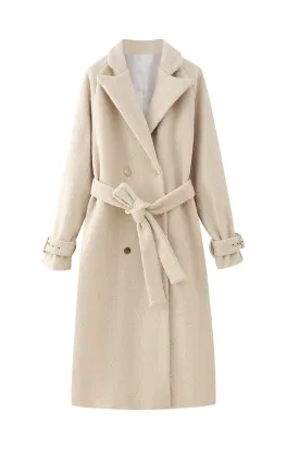 'Tiffany' Waist-Belt Long Wool Coat