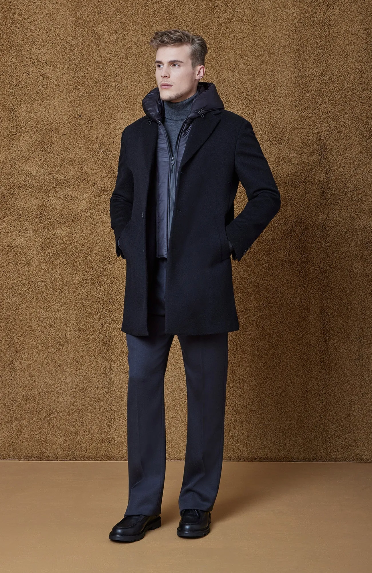 TRENTON BLACK WOOL & CASHMERE TOPCOAT