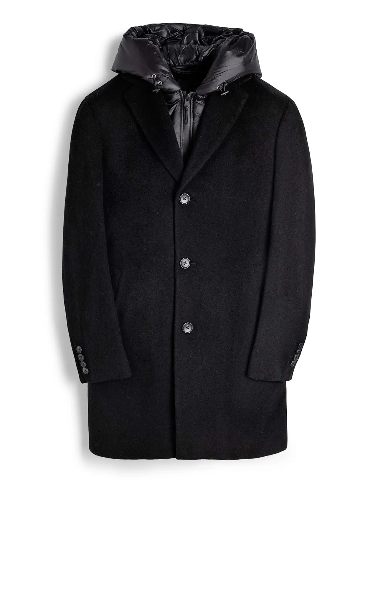 TRENTON BLACK WOOL & CASHMERE TOPCOAT