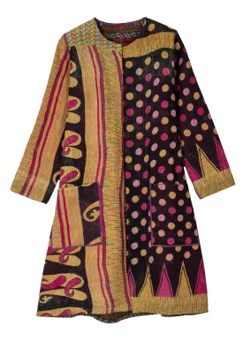 VINTAGE COTTON KANTHA CREW NECK COAT - cv4313-0015a -