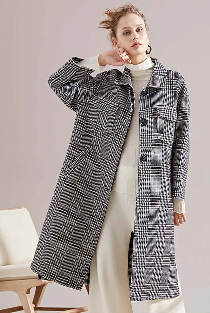 Vintage Plaid Double-faced Wool Warm Coat