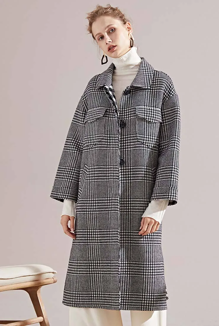 Vintage Plaid Double-faced Wool Warm Coat