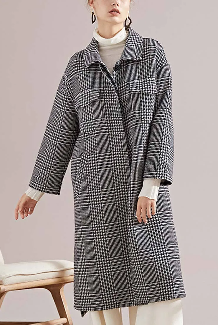 Vintage Plaid Double-faced Wool Warm Coat