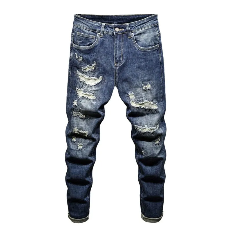 West Louis™ Distressed Ripped Hip Hop Style Denim Jeans