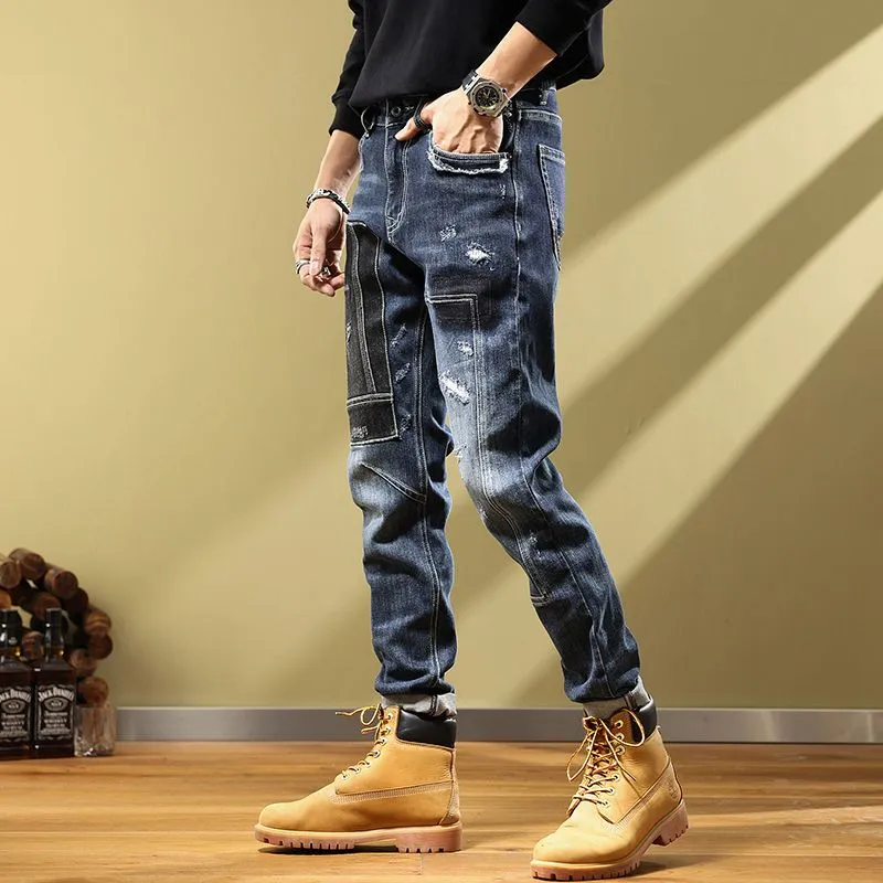 West Louis™ Fashion Handsome Personality Retro Patchwork Jeans