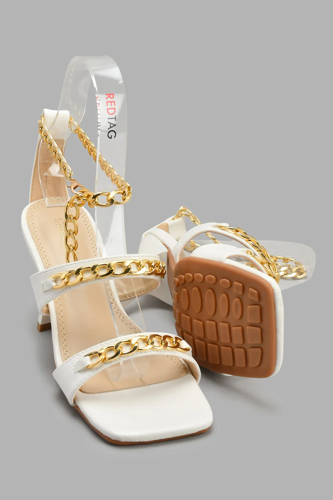 White Chain Trim Sandal